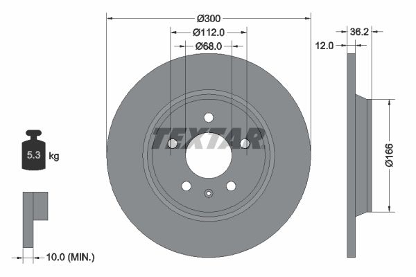 REAR DISC 300MM TEXTAR VAG