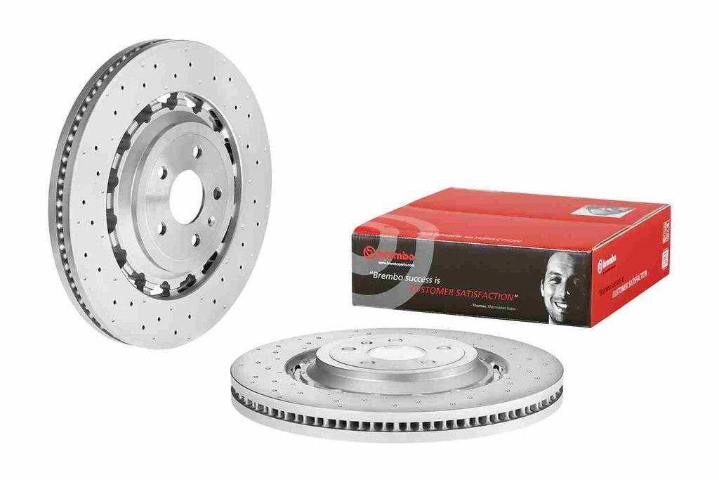 BRAKE DISC FRONT 370MM BREMBO VAG (CROSS DRILLED - DUEL CAST)