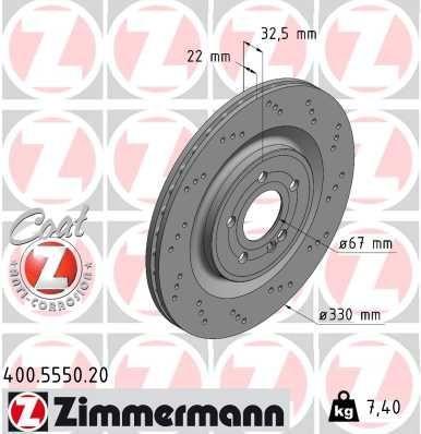 BRAKE DISC REAR 330MM ZIMMERMANN MERC (CROSS DRILLED)