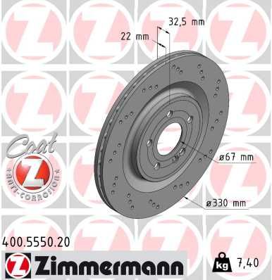 REAR DISC 330MM ZIMMERMANN MERC CROSS DRILLED