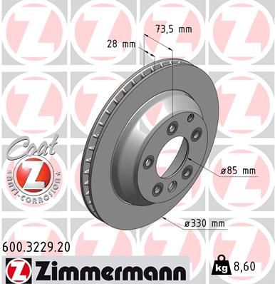 REAR DISC 330MM ZIMMERMANN VAG