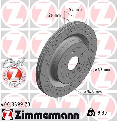 REAR DISC 345MM CROSS DRILLED SLOTTED ZIMMERMANN MERC