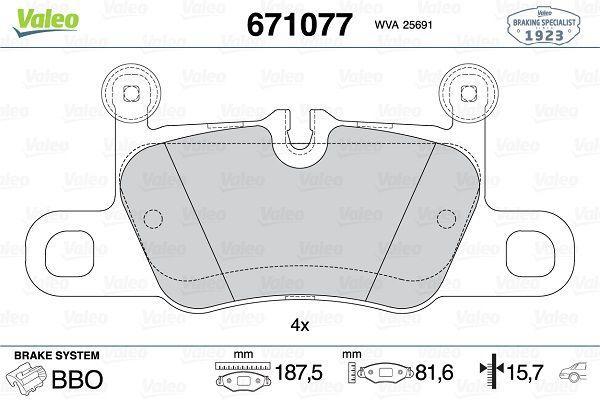 BRAKE PADS REAR VALEO PORSCHE
