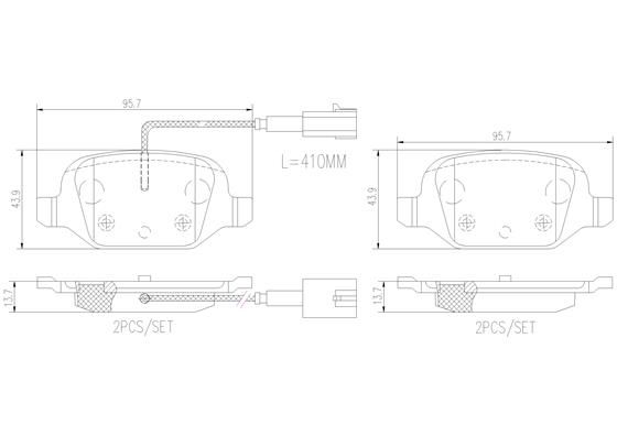 BRAKE PADS REAR WITH SENSOR BREMBO CERAMIC FIAT