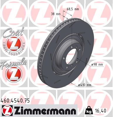 FRONT DISC LH 410MM ZIMMERMANN PORSCHE