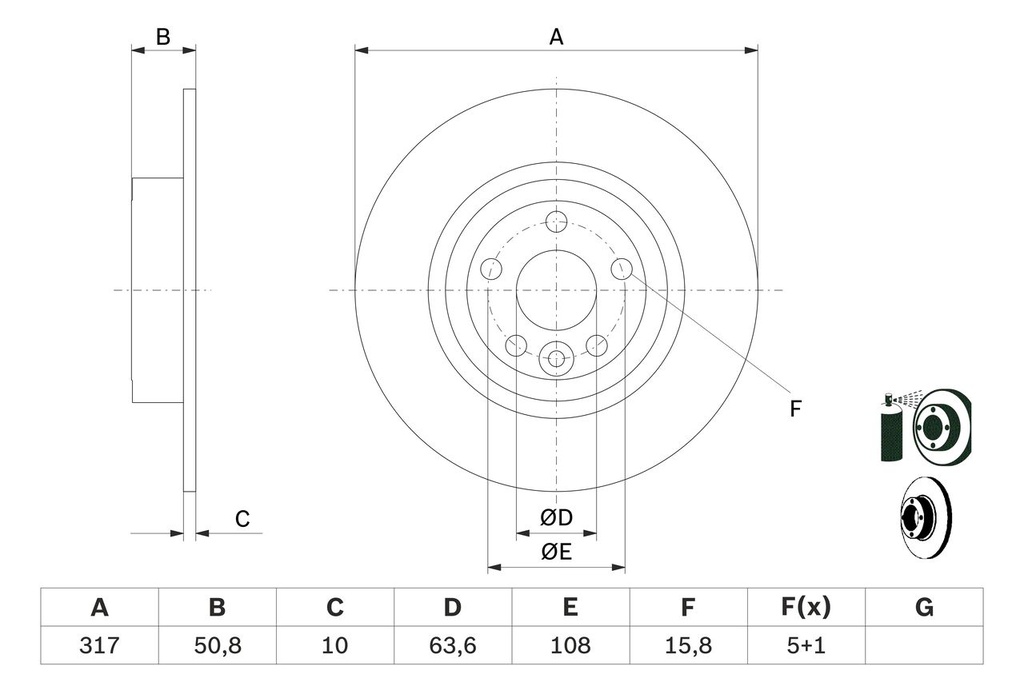 REAR DISC 317MM BOSCH LAND ROVER