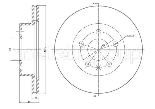 BRAKE DISC FRONT 276MM METELLI MERC