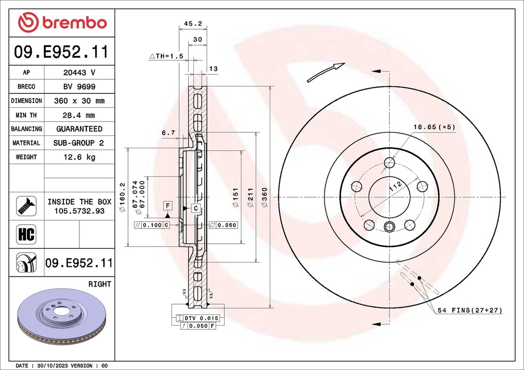 FRONT DISC RH BREMBO BMW [In preparation