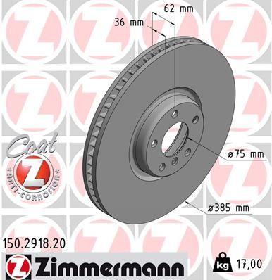 BRAKE DISC FRONT RH 385MM ZIMMERMANN BMW