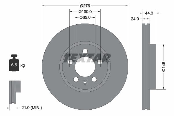 FRONT DISC TEXTAR VAG