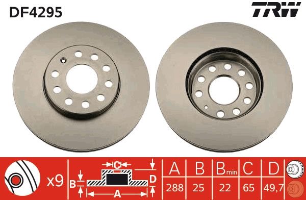 FRONT DISC 288MM TRW VAG