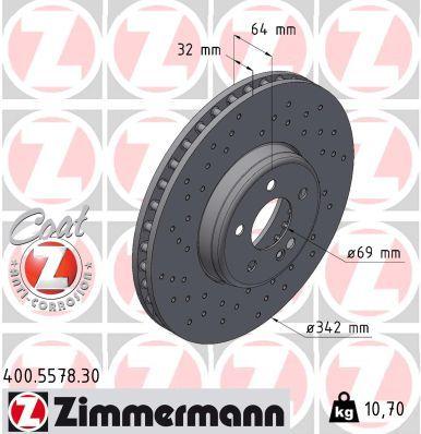 BRAKE DISC FRONT 342MM ZIMMERMANN MERC