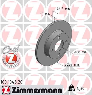 FRONT DISC ZIMMERMANN VAG