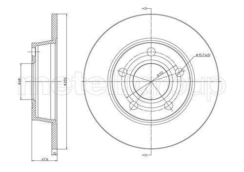 BRAKE DISC REAR 255MM METELLI VAG