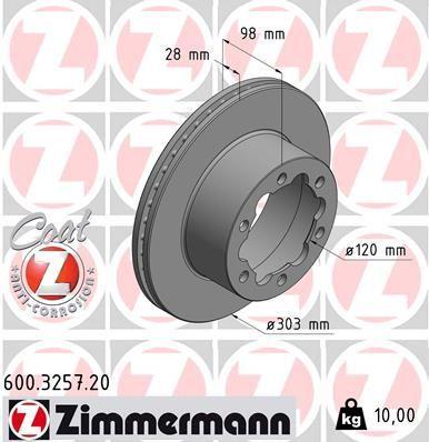 BRAKE DISC REAR 303MM ZIMMERMANN VAG