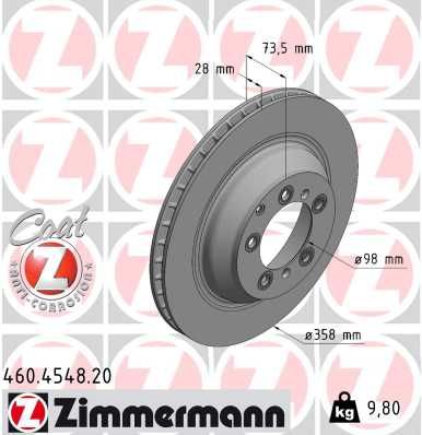 REAR DISC 358MM ZIMMERMANN VAG