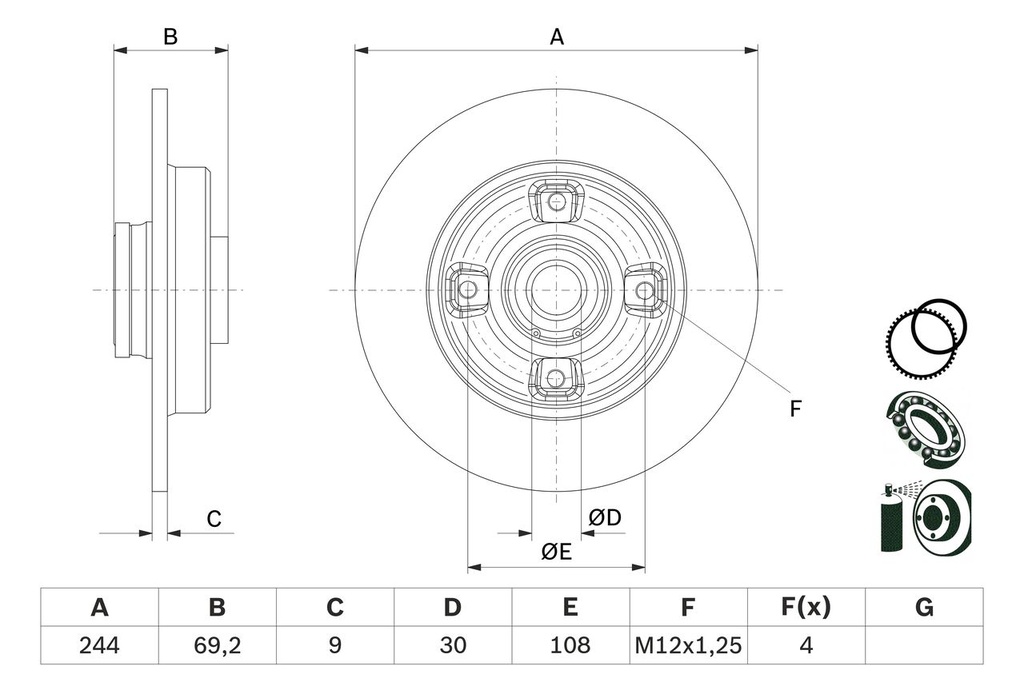REAR DISC [HUB-TYPE] BOSCH PSA