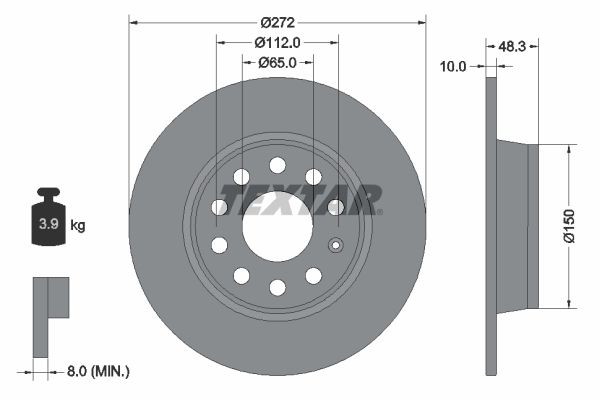 REAR DISC 272MM TEXTAR VAG