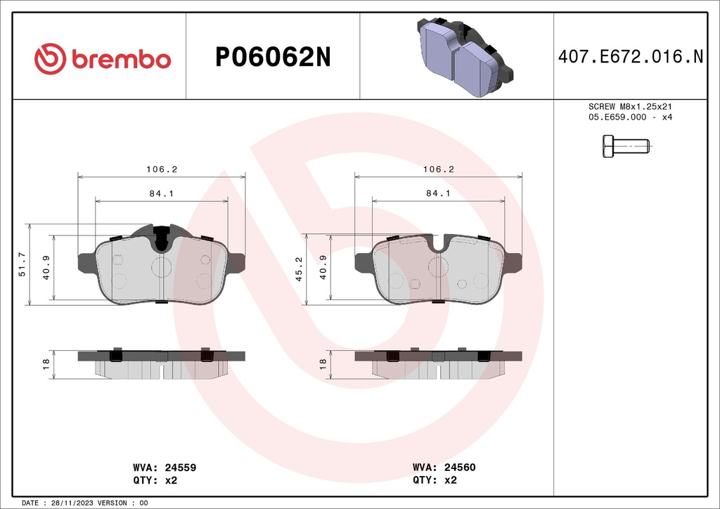 REAR PADS BREMBO CERAMIC BMW