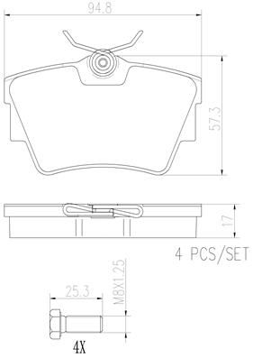 REAR PADS BREMBO CERAMIC RENAULT