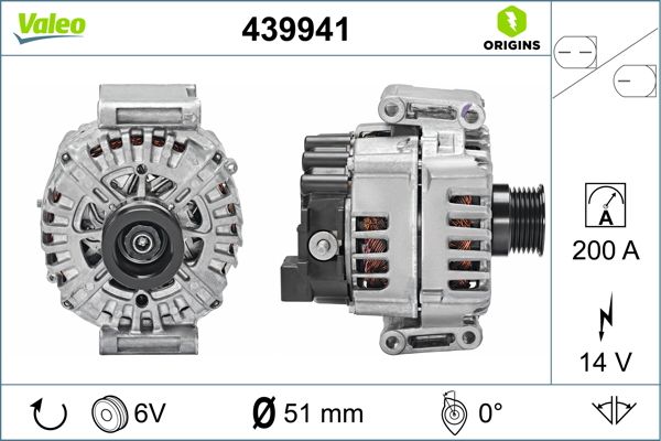 ALTERNATOR 14V 200A VALEO MERC