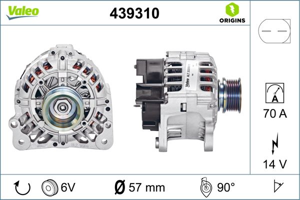 ALTERNATOR 14V 70A VALEO VAG