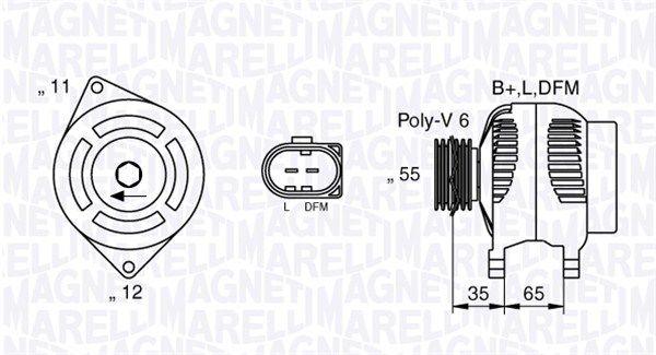 ALTERNATOR MAGNETI MARELLI ALFA 12V 150A