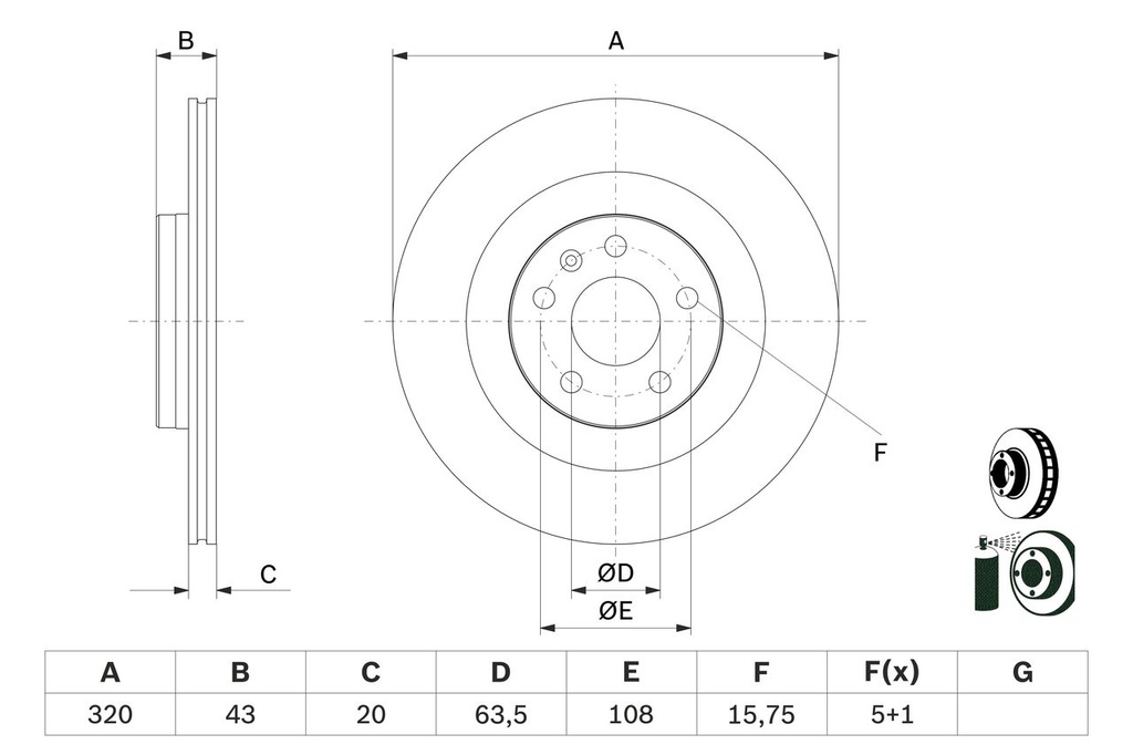 REAR DISC 320MM BOSCH VOLVO