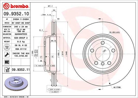 BRAKE DISC REAR 345MM BREMBO BMW