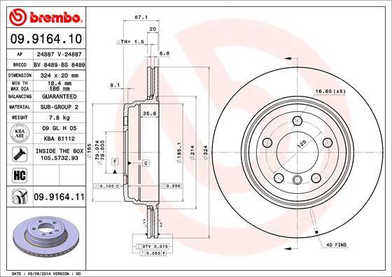 BRAKE DISC REAR 324MM BREMBO BMW