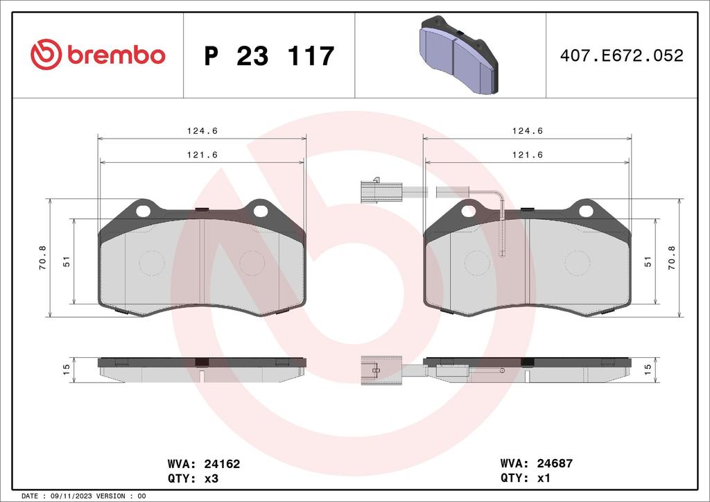 BRAKE PADS FRONT BREMBO ALFA