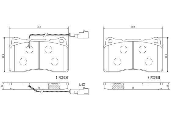 BRAKE PADS FRONT BREMBO CERAMIC ALFA MASERATI