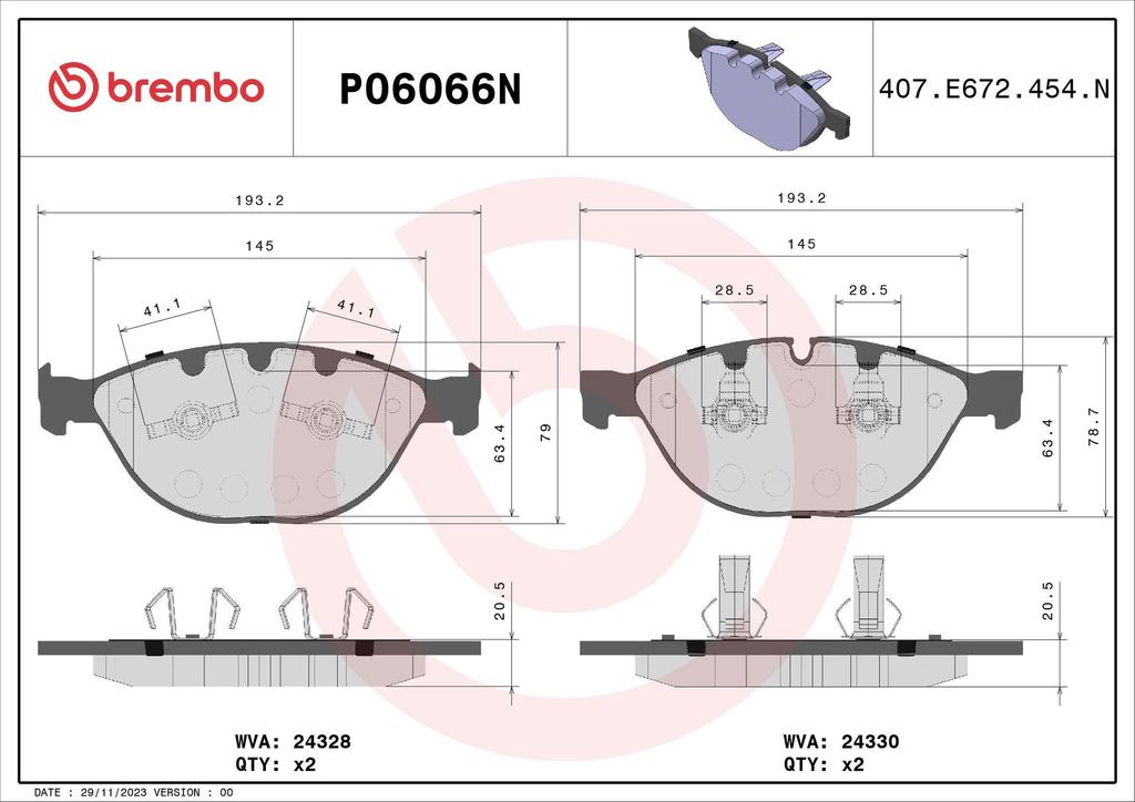BRAKE PADS FRONT BREMBO CERAMIC BMW