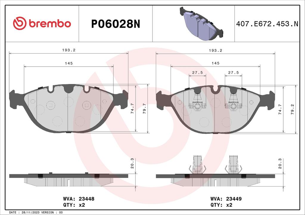 BRAKE PADS FRONT BREMBO CERAMIC BMW