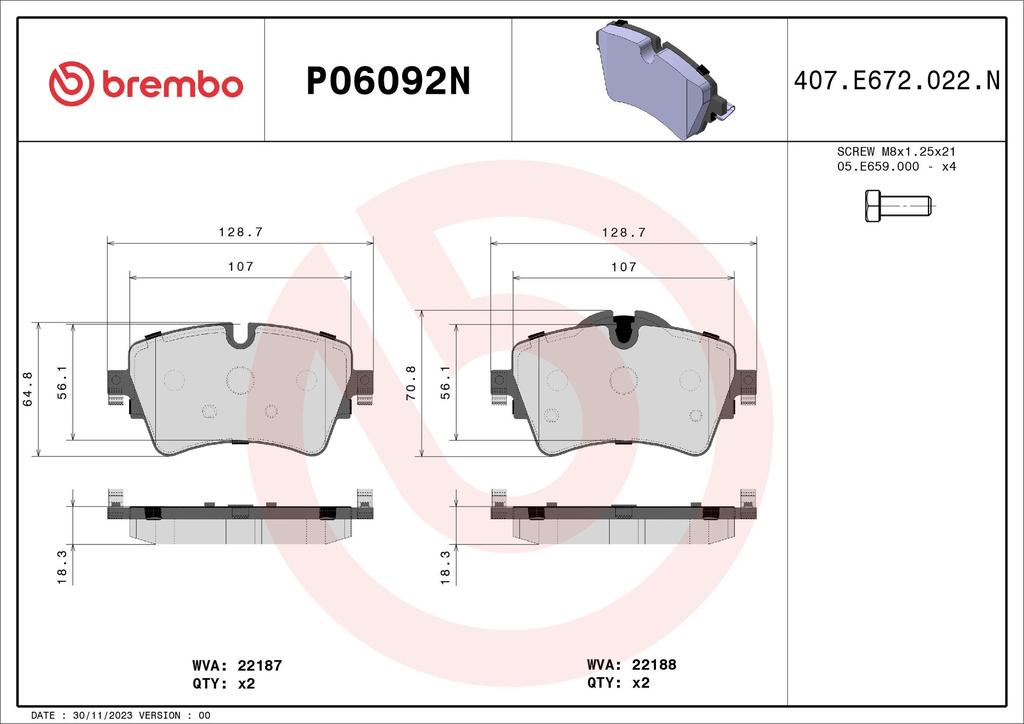 BRAKE PADS FRONT BREMBO CERAMIC BMW