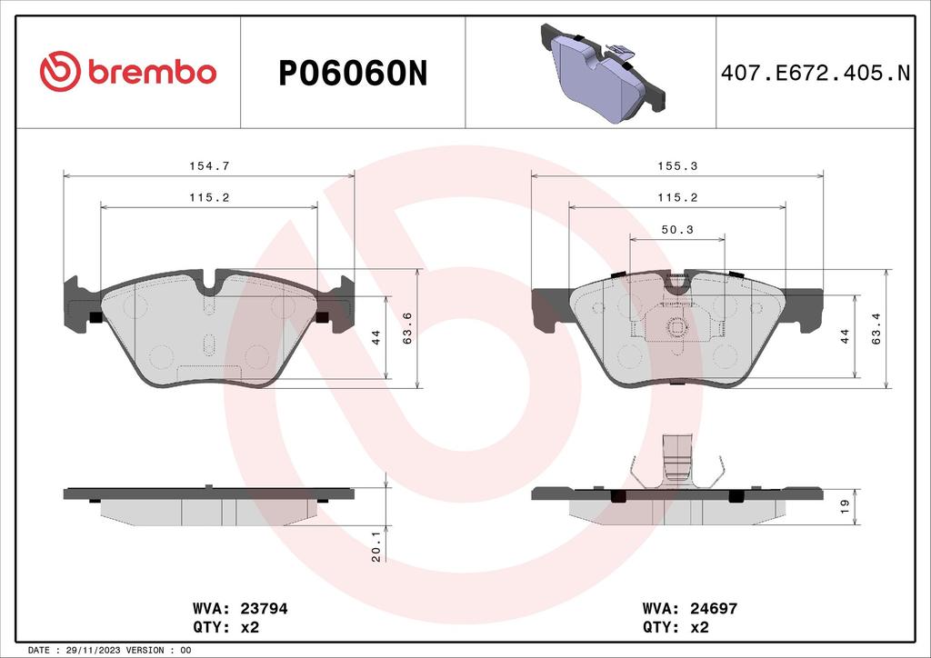 BRAKE PADS FRONT BREMBO CERAMIC BMW