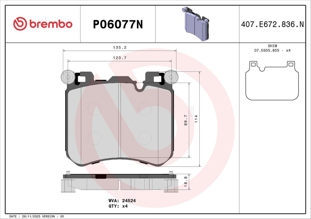 BRAKE PADS FRONT BREMBO CERAMIC BMW