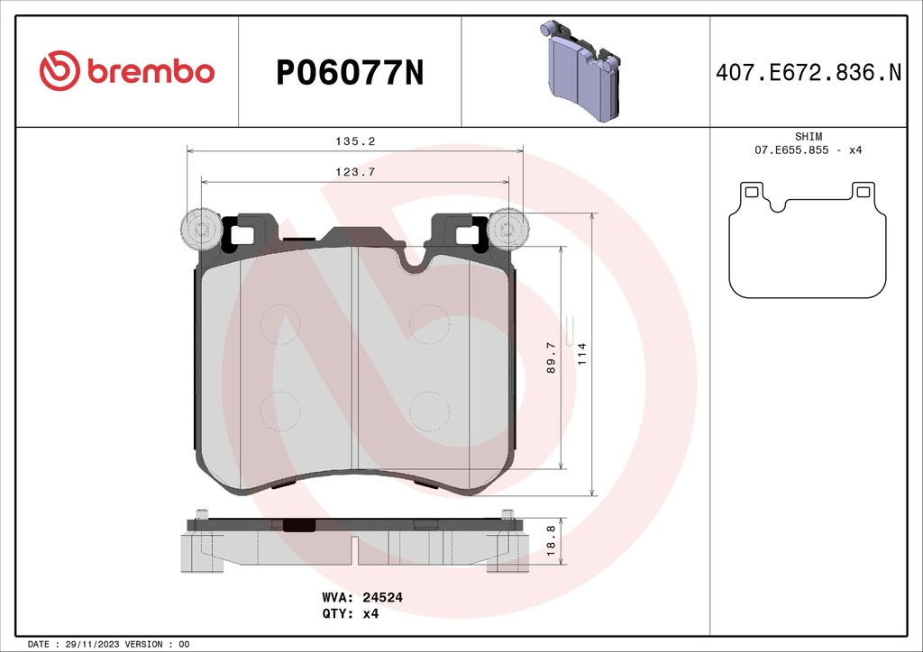 FRONT PADS BREMBO CERAMIC BMW