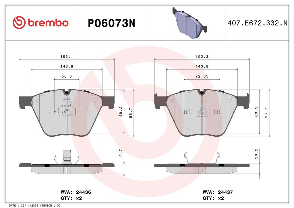 BRAKE PADS FRONT BREMBO CERAMIC BMW