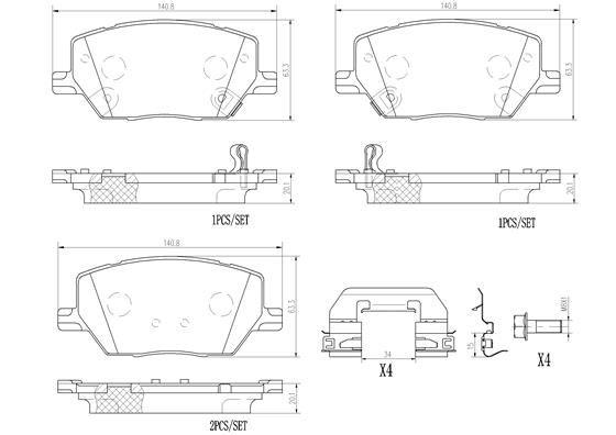 BRAKE PADS FRONT BREMBO CERAMIC FIAT JEEP