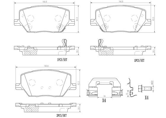 FRONT PADS BREMBO CERAMIC FIAT JEEP