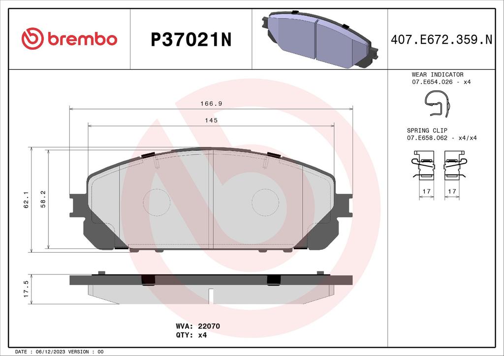 BRAKE PADS FRONT BREMBO CERAMIC JEEP