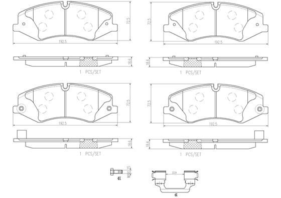 FRONT PADS BREMBO CERAMIC LAND ROVER