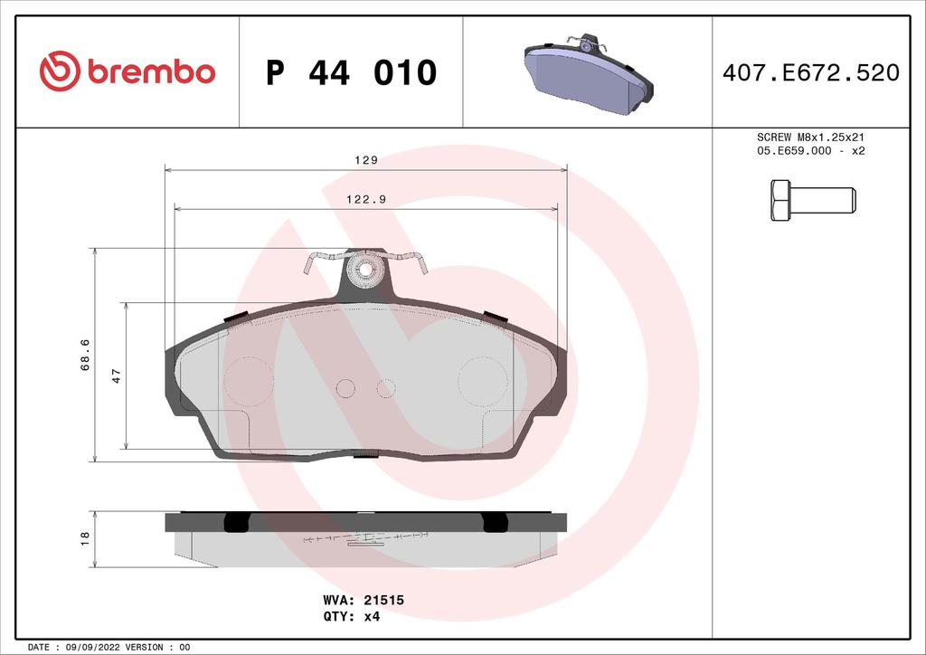 BRAKE PADS FRONT BREMBO LAND ROVER