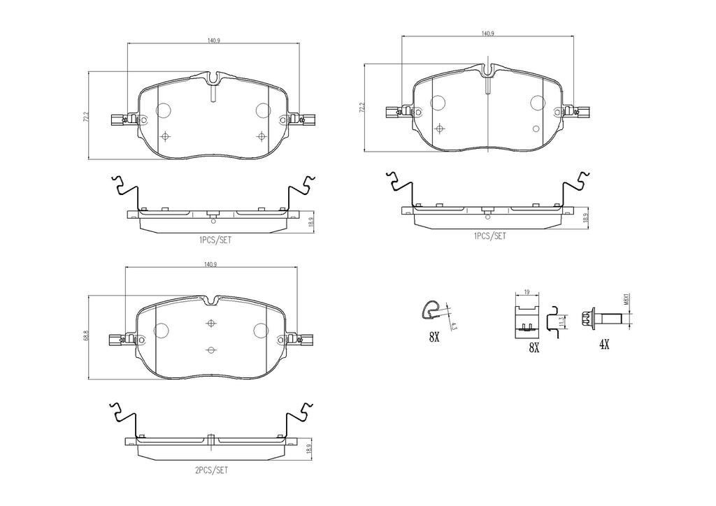 BRAKE PADS FRONT BREMBO MERC
