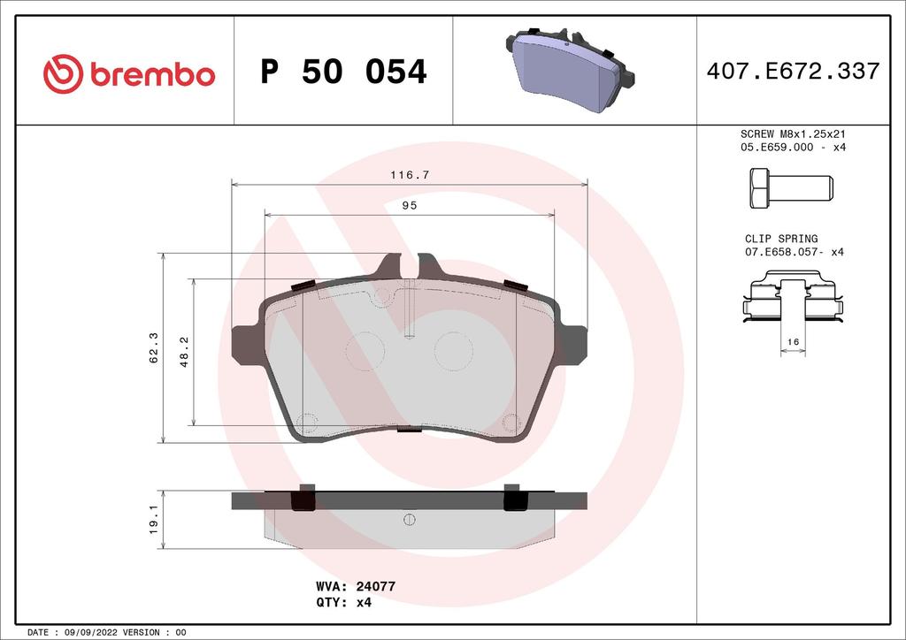 BRAKE PADS FRONT BREMBO MERC