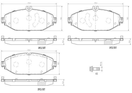 BRAKE PADS FRONT BREMBO CERAMIC MERC