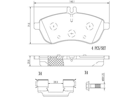 BRAKE PADS FRONT BREMBO CERAMIC MERC