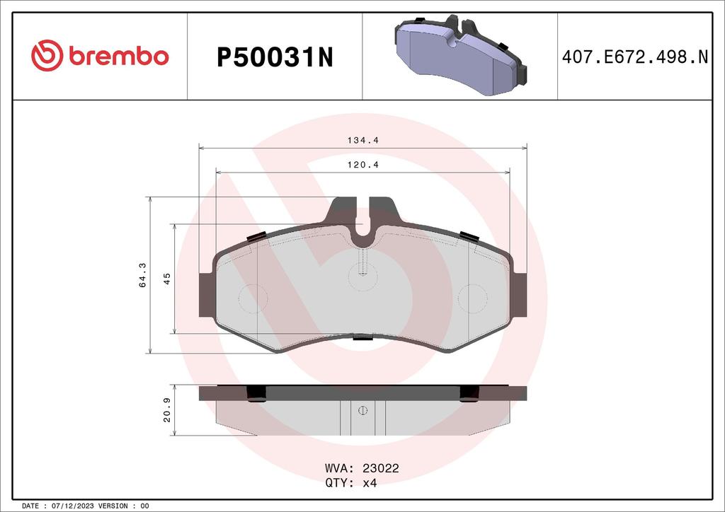 BRAKE PADS FRONT BREMBO CERAMIC MERC