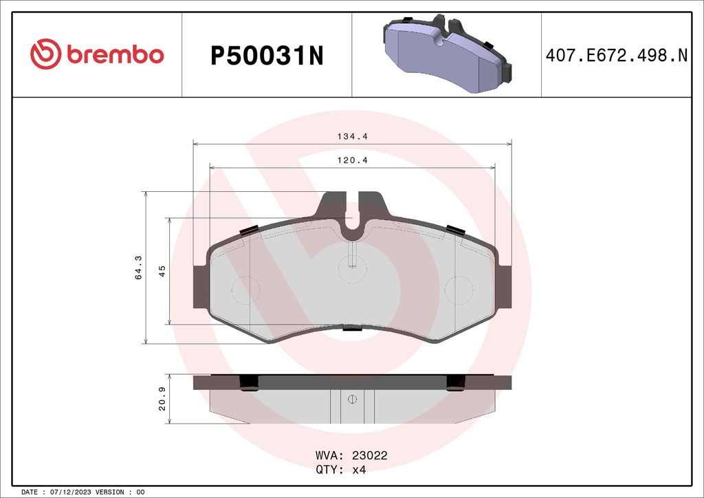 FRONT PADS BREMBO CERAMIC MERC